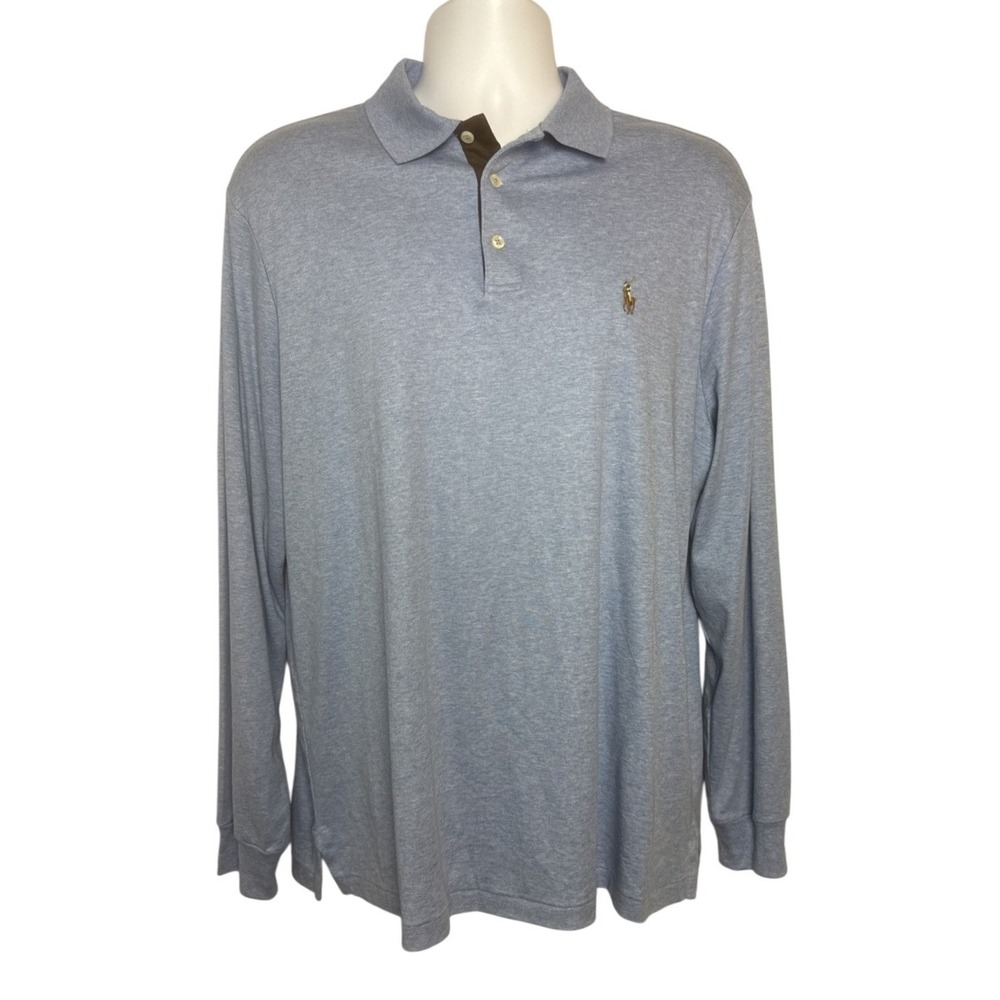 Polo Ralph Lauren‎ Mens Large Long Sleeve Shirt Blue 3 Button Preppy Old Money